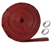 1.5" x 100' Reinforced PVC Swimming Pool Backwash/Discharge Hose in Dark Red with 2 x Stainless Steel Clamps