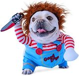 Deadly Doll Dog Costumes, Cute Pet Cosplay Funny Costume Clothes for Puppy Medium Large Dogs Halloween Dress-up Party