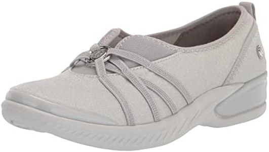 Bzees Women's Niche Slip-On Comfort Flat, Silver Shimmer, 7 Wide