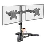 Rife Free Standing Height Adjustable Monitor Mounts for 2, 13 to 27 Inch LCD Screens with Swivel and Tilt (Black) (Dual Monitor Freestanding)