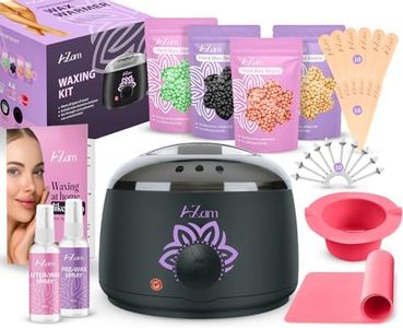 AZAM All-in-one At Home Waxing Kit for Hair removal,Wax pot Waxing Professiona+4 Pack Hard Wax Beads+Silicone Bowl 2 Treatment Oils Wax Kit Accessories Wax Warmer for Full Body Waxing