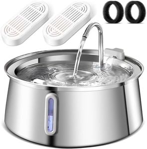 Lyiazaoy Cat Water Fountain,4L Automatic Stainless Steel Pet Fountain with LED Light Water Level Window,Dog Water Dispenser for Multiple Pets Drinking (Silver, 4L)