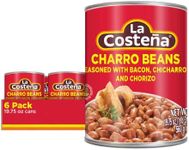 La Costeña Charro Beans, Pinto Beans with Onion, Garlic, Chorizo, Bacon, Chicharones, and Tomato, 19.75 Ounce (Pack of 6)