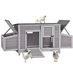 Chicken Coop Outdoor Hen House Wooden Poultry Cage with 2 Perches,2 Sides Large Nesting Boxes
