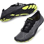 hiitave Mens Water Shoes Quick Dry Barefoot for Swim Diving Surf Aqua Sports Pool Beach Walking Dark Gray/Green 11.5 M US Men