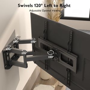 BONTEC Full Motion TV Wall Bracket for 23–70" LED LCD OLED – Double Arm, Swivel, Tilt, 45kg, VESA 400x400