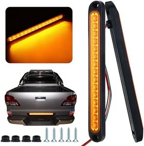 2 Pieces 10 Inch 15 LED Trailer Tail Light Bar Stop Turn Tail Lights Assembly Third Brake Strip 9 to 30-volt Trailer Identification Light for Marine Boats Trucks Pickups (Amber)