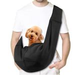 Coolzon Dog Carrier Puppy Sling Double-sided Hands-free Puppy Carrier for Small & Medium Dog Cat, Dog Sling Carrier With Adjustable Shoulder Strap Pet Sling for Walking Travel Outdoor (Black)