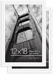 Americanflat 12x18 Picture Frame in White - Set of 2 - Use as 11x17 Picture Frame with Mat or 12x18 Frame Without Mat - Includes Sawtooth Hanging Hardware for Horizontal or Vertical Display