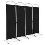 CASART 4/6 Panel Room Divider, Foldable Privacy Screen, Freestanding Partition Screens for Bedroom Living Room Office Garden (4 Panels: 221 x 188cm, Black)