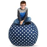 Creative QT Stuff'n Sit Extra Large 38'' Bean Bag Storage Cover for Stuffed Animals & Toys-Navy Blue Polka Dot-Toddler & Kids' Rooms Organizer-Giant Beanbag Great Plush Toy Hammock Alternative