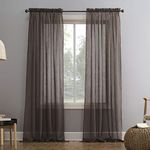 No. 945 Erica Crushed Voile Sheer Rod Pocket Curtain Panel, 51" X 84", Sable