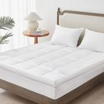 PEKOR Mattress Topper Short Queen for Hot Sleepers,Ultra Soft and Breathable Cooling Mattress Pad,Natural Soybean Fibre Overfilled Plush Pillow Top with 8-21 Inch Mattress Protector Pocket60''x75''