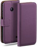 MoEx Flip Case for Nokia Lumia 630/635, Mobile Phone Case with Card Slot, 360-Degree Flip Case, Book Cover, Vegan Leather, Indigo-Violet