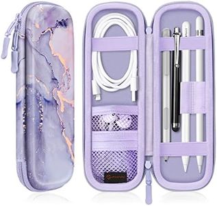 FINTIE Funda para Apple Pencil (1ª y 2ª generación), Funda Protectora de Piel sintética Compatible con Accesorios de Apple Pen, Cable USB, lápiz Capacitivo Samsung, mármol Lila