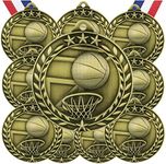 Express Medals Basketball Gold Medals Trophy Award with Neck Ribbons WAMG-903 - (Pack of 10)