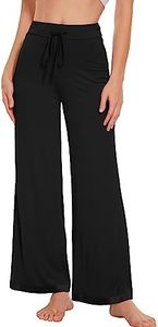 WiWi Pajama Pants for Women Plus Size Pajamas Bottoms Wide Leg Lounge Soft Pj Sweatpants-Viscose Made from Bamboo S-4X, B-solid Black, X-Large