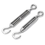 HIKEN Stainless Steel 304 Turnbuckle Hook (M4,M5,M6) Thread Eye Wire Rope Tension (M4, Pack of 5pcs)