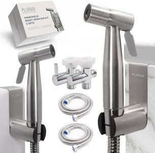 Plurvix Handheld Bidet Sprayer Kit for Toilet – 2 Sets, Adjustable Water Pressure, Stainless Steel Jet Spray Kit with Bidet Hose - Feminine Wash, Baby Cloth Diaper Cleaning, Muslim Shower