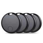 AJBLG Air tag Tracker Bluetooth Item Finder-4 Pack, Compatible with Apple Find My APP (iOS Only) Replaceable Battery, IP67 Waterproof, Suitable for Luggage, Bags, Wallets, Backpacks, Keys Finder,Black