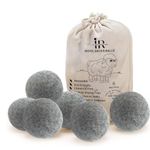 RAYTRADE Wool Dryer Balls 6-Pack 100% Made of Organic New Zealand Wool Reduces Clothing Wrinkles and Saves Drying Time Reusable Natural Fabric Softener Stocking Stuffer Gifts (Gray)