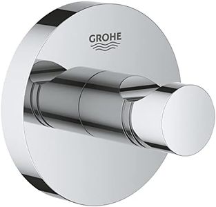 GROHE Start QuickFix Robe Hook (Metal, Concealed Fastening, Including Screws and Dowels, Extra Easy to Fit QuickGlue), Size 45 mm, Chrome, 41173000