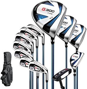 PGM 12-Piece Complete Golf Club Set - Woods, Hybrid, Irons, Wedge, Putter - Stand Bag, Titanium Club Heads