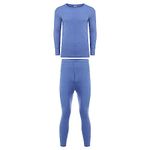 Heatwave® Men's Extreme Thermal Underwear Set, Long Sleeve Top & Long Johns, Winter Outdoor Ski Wear Thermals, Large Blue