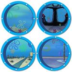 HK Studio Funny Ocean Porthole Cool Room Decor - Room Decor Y2K for Dorm, Teen Bedroom 12" Pack 4