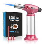 Sondiko Blow Torch, Kitchen Cooking Torch Refillable Blow Torch Lighter with Safety Lock&Adjustable Flame for BBQ, Creme Brulee, Baking, DIY&Soldering (Butane Gas not Included)