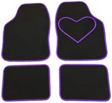 CARSTYLING UK ORIGINAL UNIVERSAL BLACK MATS WITH PURPLE HEART HEEL PAD