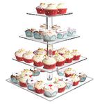 Acrylic Cupcake Display Stand, 4 Tier Square Cupcake Tower Display Pastry Stand Dessert Tree Tower for Wedding Birthday Party