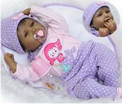 Npk African American Black Realistic Silicone Vinyl Reborn Baby Doll, 22 Inch