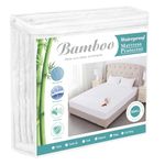 Full Size Cooling Mattress Protector Pad Cover,Bamboo Terry Top Breathable Fitted Sheet Style Deep Pocket-Noiseless Waterproof Matressprotector Full for Pets Kids Adults