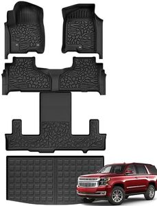 AUTOSAVER88 Floor Mats & Cargo Liner for 2021-2024 Chevrolet Tahoe/GMC Yukon/Cadillac Escalade (Yukon Denali) with 2nd Row Bucket Seats, Custom Fit TPE All Weather Chevy Tahoe Trunk Mats Car Mats Set