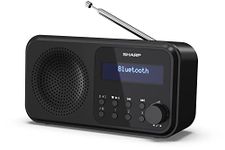 SHARP DR-P420(BK) Tokyo Portable Digital Radio With Bluetooth 5.0, Mono DAB+/FM Audio Player, Compact & Lightweight, USB/Battery Powered, Dual Alarm Clock & 40 Pre-Sets - Midnight Black