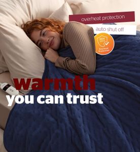 Silentnight Heated Throw Blanket – Navy Electric Fleece Throw