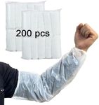 Disposable Oversleeves Covers, FIPASEN 200PCS Plastic Arm Sleeves Covers for Painting Repairing Cleaning Tattooing - White