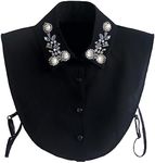 Joyci Crystal Pearl False Collar Peterpan Fake Collar Half Shirt Dickey Black