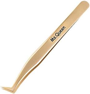 Ms.Queen Eyelash Extension Tweezers Set-Precision Tweezers for 2D-6D Volume&Individual False Lashes Extensions with PU Storage Case-Golden (Volume Tweezers/M003-2)