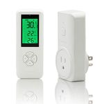 DIGITEN Wireless Temperature Controlled Outlet, Digital Plug in Thermostat Outlet with Remote Control Built in Temp Sensor Heating & Cooling Mode, Work with A/C, Fans, Space Heaters (Remote Control Detect Temperature)