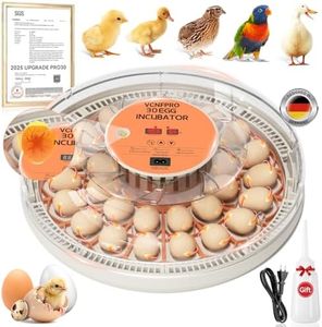 Upgrade Pro30 Egg Incubator【Germany Smart Temperature Humidity Chip】【Top Material】Built-In Egg Candler, Automatic Turning,Air Vent, 360° Clear View, Incubators for Hatching Chicken Duck Goose Bird Egg