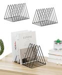 NH10 DESIGNS Triangle Magazine Rack Stand, Newspaper Desk Rack, File Holder Organizer Rack Desktop Metal Iron Book Rack Record Holder Storage Organizers Book Shelf Rack (Pack of 2) (Metal iron) (NHSP)