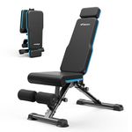 MERACH Adjustable Weight Bench, 990LBS Fast Folding Weight Benches for Home Gym, Workout Bench with Extended Head Support, Incline Decline Flat Utility Bench Press for Full Body