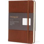 Ottergami Dotted Notebook A5 Hardback - The Pro Bullet Dot Journal - 144 Pages, Thick 150gsm Paper Note Book - Luxury Vegan Leather Journals for Women & Men - Work & University Essentials (Brown)