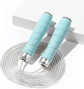 HCE Weighted Jump Rope for Fitness, Adjustable Heavy Skipping Rope Tangle-Free Ball Bearing Rapid Speed Jump Ropes Workout Jumping Rope for Men, Women and Kids (bule)