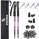 SOKANA Walking Poles 2 Pack Folding Walking Sticks for Men and Women | Lightweight Trekking Poles with Quick Lock System for Hiking Climbing Camping - Purple