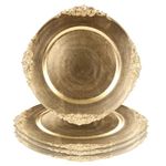 Koyal Wholesale Vintage Charger Plate, Gold (Pack of 4)