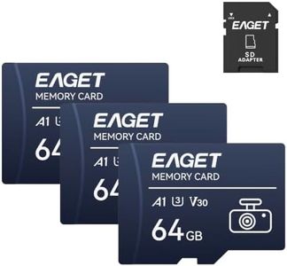EAGET 64GB TF Card with SD Adapter, 3-Pack Memory Card for Dash Cams