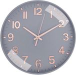 Rylan Wall Clock 12" Silent Quartz Decorative Latest Wall Clock Non-Ticking Classic Clock Battery Operated Round Easy to Read for Room/Home/Kitchen/Bedroom/Office/School(Grey Gold).